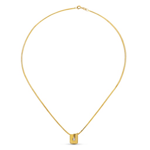 [P1436-3] 18K COLGANTE ORO AMARILLO BRILLANTES 12X8 MM 0.05 QTS. CADENA 40