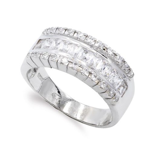 [P14396] 18K SORTIJA ORO BLANCO PIEDRAS Y CIRCONITAS