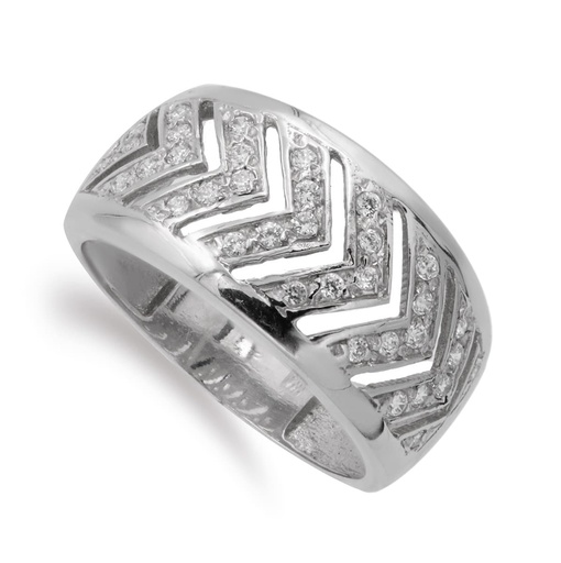 [P14449] 18K SORTIJA ORO BLANCO MOTIVOS CON CIRCONITAS