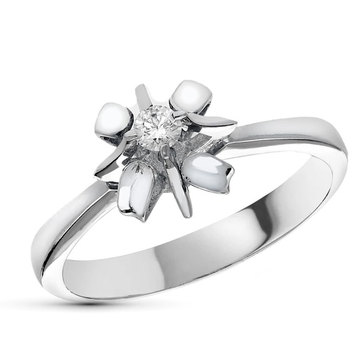 [P1446-2] 18K SOLITARIO ORO BLANCO DIAMANTE 0.10 QTS.