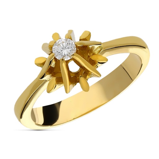 [P1447-2] 18K SOLITARIO ORO AMARILLO DIAMANTE 0.10 QTS.