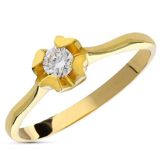 [P1448-2] 18K SOLITARIO ORO AMARILLO DIAMANTE 0.20 QTS.