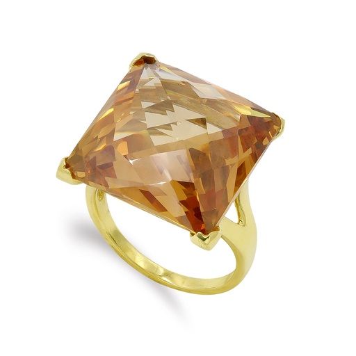 [P14483] 18K SORTIJA ORO AMARILLO PIEDRA CUADRADA Y GARRA 18X18