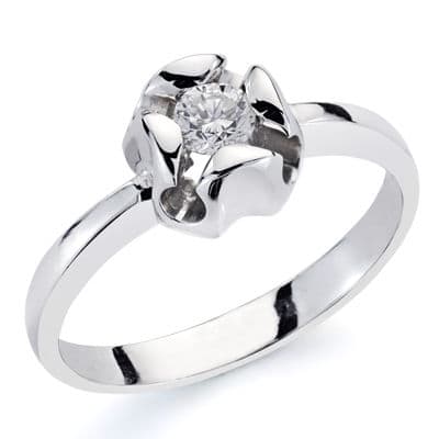 [P1449-2] 18K SOLITARIO ORO BLANCO DIAMANTE 0.20 QTS.