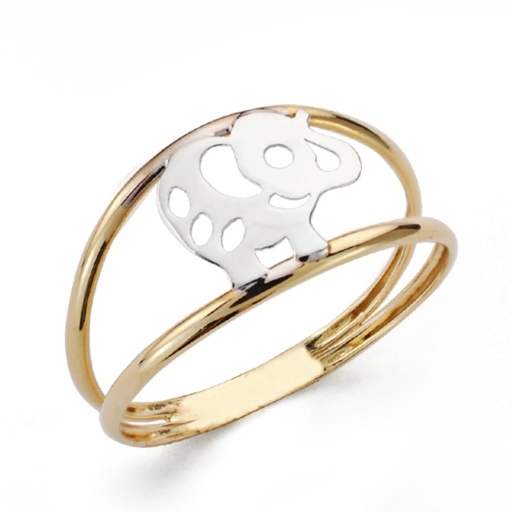 [P14539] 18K SORTIJA 2 HILOS ORO BICOLOR ELEFANTE