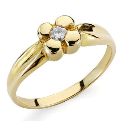[P1456] 18K SOLITARIO ORO AMARILLO DIAMANTE TALLA BRILLANTE 0.10 QTS. COLOR H VSI