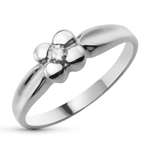 [P1456-2] 18K SORTIJA ORO BLANCO DIAMANTES TALLA BRILLANTE 0.100 QTS.
