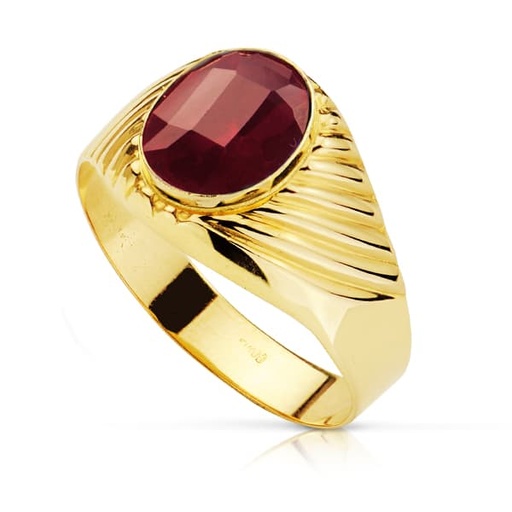 [P14586-RO] 18K SELLO PIEDRA OVAL RUBI SPINEL 10X8 MM