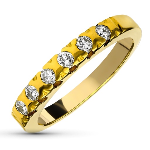 [P1459] 18K SORTIJA ORO AMARILLO DIAMANTES TALLA BRILLANTE 0.35  QTS.