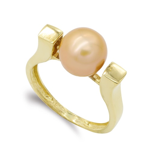 [P14608] 18K SORTIJA ORO AMARILLO PERLA CAMEL 9 MM
