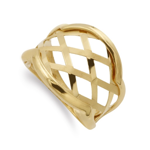 [P14619] 18K SORTIJA ORO AMARILLO MOTIVOS CALADOS ANCHO 16 MM