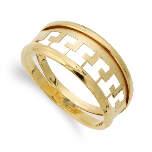 [P14636] 18K SORTIJA ORO AMARILLO MOTIVOS CALADOS ANCHO 9 MM CUERPO 4 MM