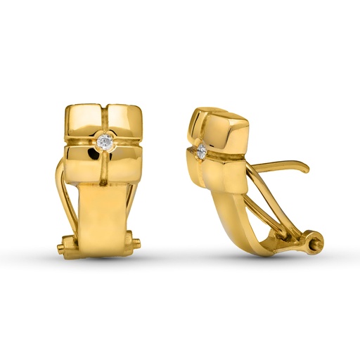 [P1466-1] 18K PENDIENTES ORO AMARILLO DIAMANTES TALLA BRILLANTE 16X9 MM