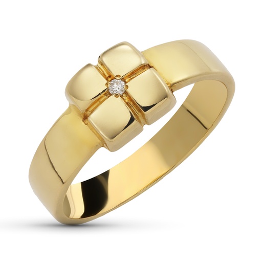 [P1466-2] 18K SORTIJA ORO AMARILLO DIAMANTES TALLA BRILLANTE 7X7 MM
