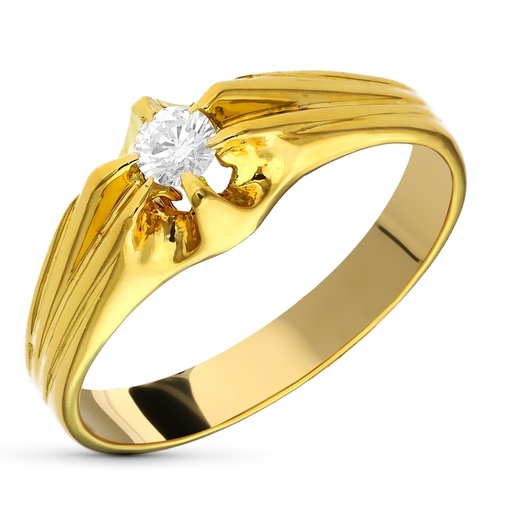 [P1467] 18K SOLITARIO ORO AMARILLO DIAMANTE 0.20 QTS.