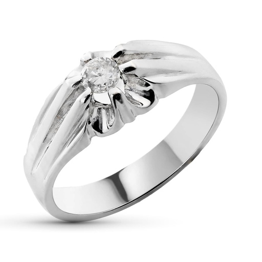 [P1470-OB] 18K SOLITARIO ORO BLANCO DIAMANTE 0.20 QTS.