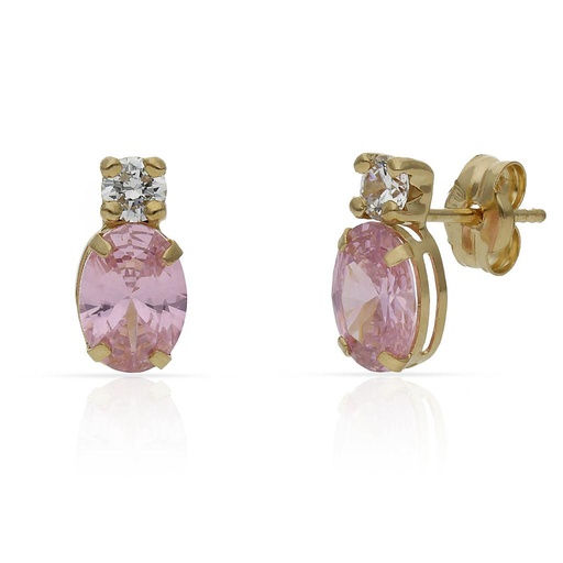 [P1518] Pendientes oro 18 kt rosa + circonitas