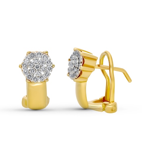 [P1473-1] 18K PENDIENTES ORO AMARILLO DIAMANTES TALLA BRILLANTE 0.340 QTS. 14X7 MM