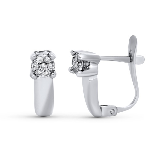 [P1475-1OB] 18K PENDIENTES ORO BLANCO BRILLANTES 0.10 KTES 13 X 4 MM