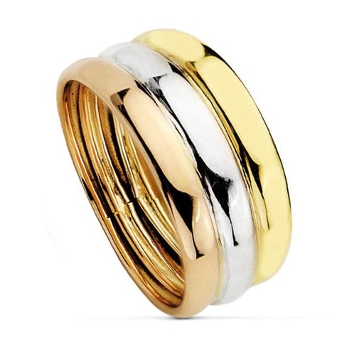 [P14757] 18K SORTIJA TRICOLOR LISA ANCHO 8.5 MM