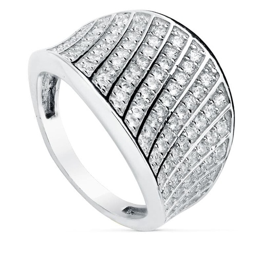 [P14771] 18K SORTIJA ANCHA ORO BLANCO CIRCONITAS