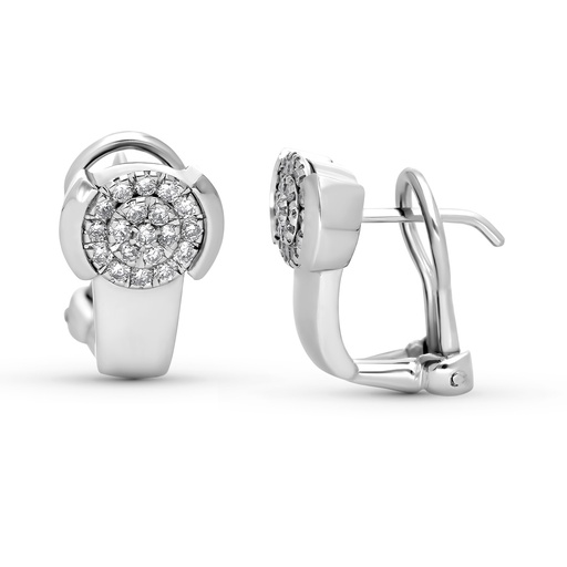 [P1481-1] 18K PENDIENTES ORO BLANCO CUAJO 38 BRILLANTES. 0.35 QTS.