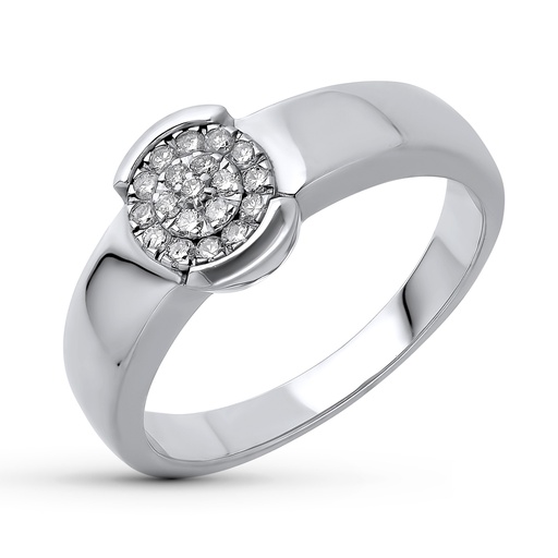 [P1481-2] 18K SORTIJA ORO BLANCO CUAJO 19 DIAMANTES
