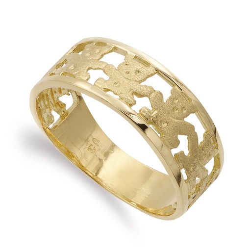 [P14825] 18K SORTIJA ORO AMARILLO OSO S MATE Y BRILLO ANCHO 8 MM