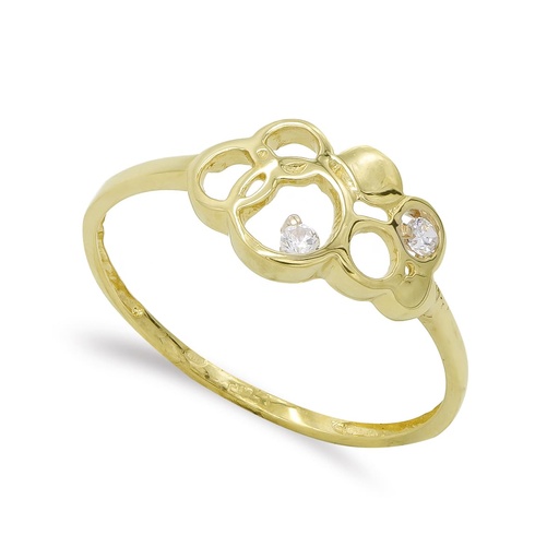[P14827] 18K SORTIJA ORO AMARILLO CIRCONITAS CIRCULOS