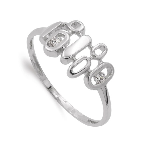 [P14829] 18K SORTIJA ORO BLANCO CON MOTIVOS Y CIRCONITAS ANCHO MOTIVO 14X9 MM