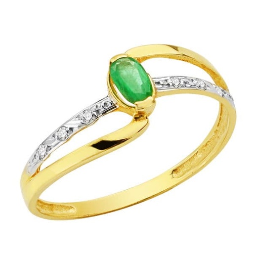 [P14844] 18K SORTIJA ORO BICOLOR PIEDRA OVAL Y CIRCONITAS