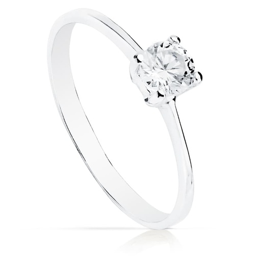 [P14848] 18K SOLITARIO ORO BLANCO CIRCONITA 4.5 MM