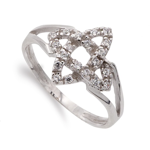 [P14857] 18K SORTIJA ORO BLANCO CON MOTIVO Y CIRCONITAS ANCHO MOTIVO 13X13 MM
