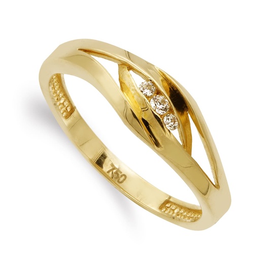 [P14874] 18K SORTIJA ORO AMARILLO CON CIRCONITAS ANCHO 6.5 MM