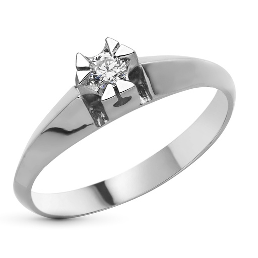 [P1489-2] 18K SOLITARIO ORO BLANCO BRILLANTE 0.10 QTS
