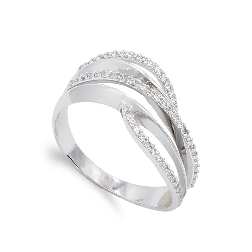 [P14890] 18K SORTIJA ORO BLANCO CON CIRCONITAS