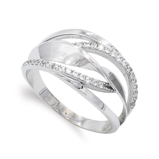 [P14891] 18K SORTIJA ORO BLANCO CON CIRCONITAS