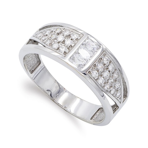 [P14897] 18K SORTIJA ORO BLANCO CON CIRCONITAS