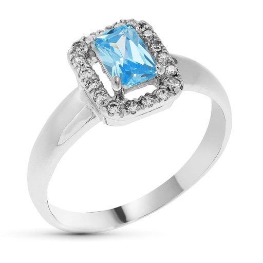 [P14905] 18K SORTIJA ORO BLANCO PIEDRA COLOR Y CIRCONITAS