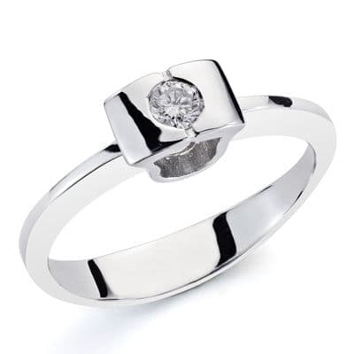 [P1491-2] 18K SORTIJA ORO BLANCO BRILLANTE. 0.10 QTS.