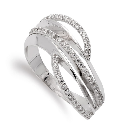 [P14917] 18K SORTIJA ORO BLANCO CON CIRCONITAS 11 MM ANCHO 3 MM