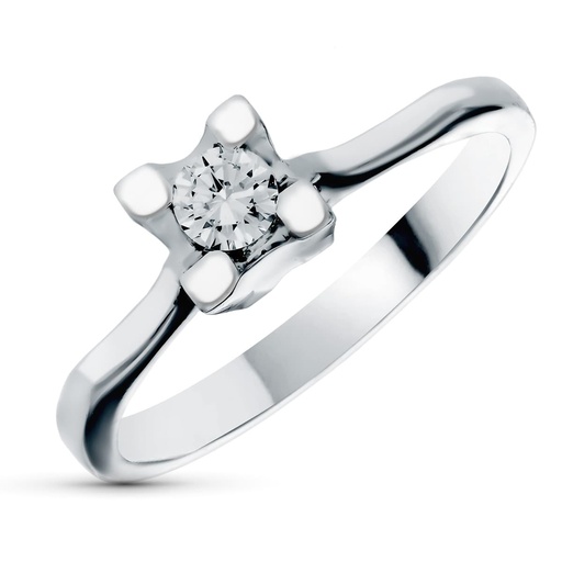 [P1492-2] 18K SOLITARIO ORO BLANCO DIAMANTE 0.18 QTS.