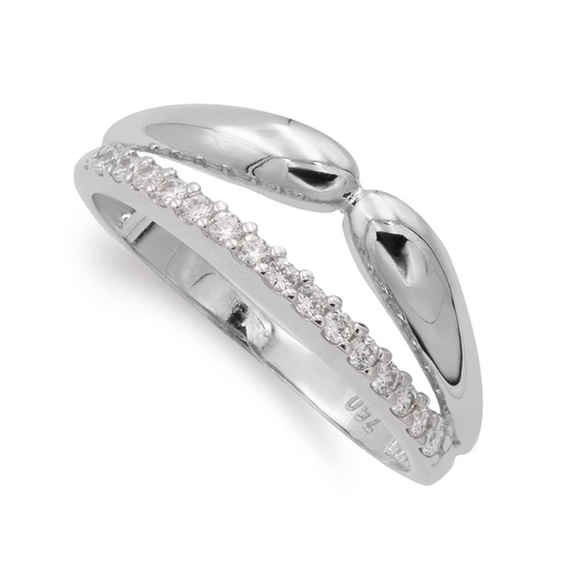 [P14933] 18K SORTIJA ORO BLANCO CON CIRCONITAS 17 MM CUERPO 2 MM