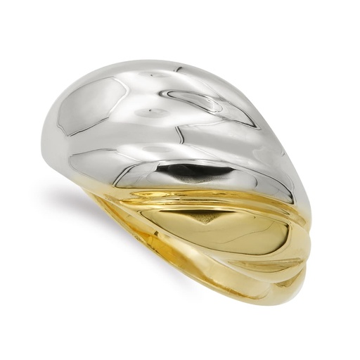 [P14970] 18K SORTIJA ORO BICOLOR LISA CON BANDAS 13 MM CUERPO 2 MM