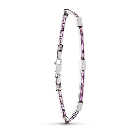 [P15000008] 18K PULSERA ORO BLANCO AMATISTA 18 CM