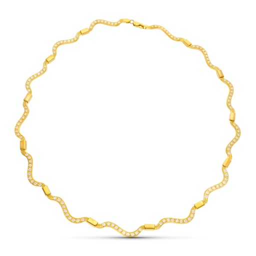 [P15000012] 18K GARGANTILLA ORO AMARILLO ONDAS CON CIRCONITAS