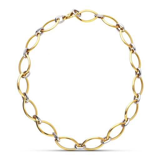 [P15000026] 18K GARGANTILLA ORO BICOLOR ESLABON OVAL