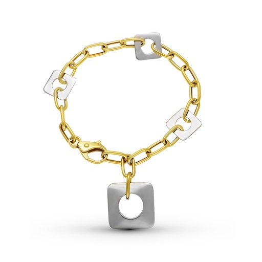 [P15000029] 18K PULSERA ORO BICOLOR CON MOTIVOS