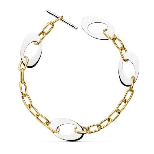 [P15000030] 18K PULSERA BICOLOR MOTIVOS 24CM 12.50 GR