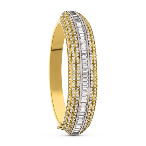 [P15000081] 18K PULSERA ORO BICOLOR CIRCONITAS RIGIDA